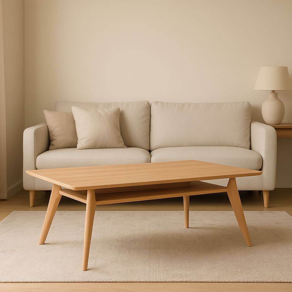 Couch Massivholztisch mit Ablage - Kourtneya
