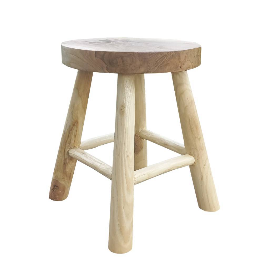 Runder Sitzhocker aus Teak Massivholz - Tepico