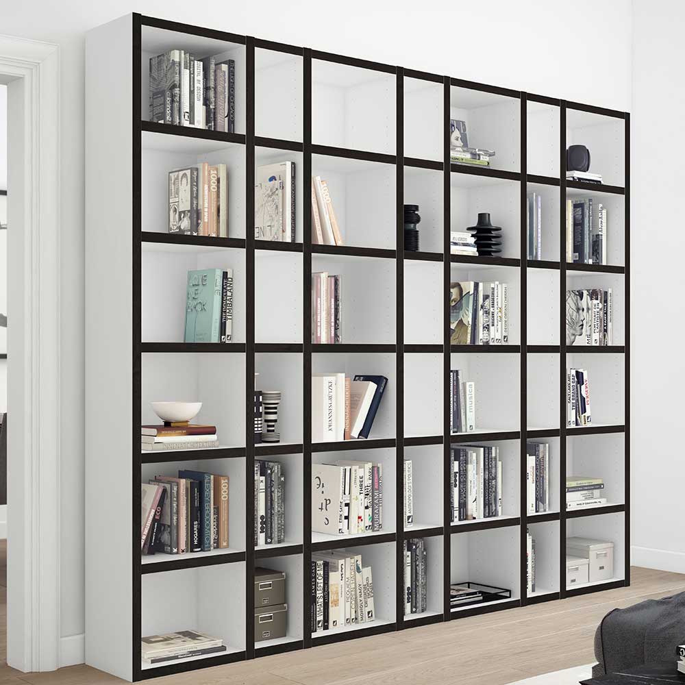Bücherregal in Weiß mit Schwarzbraun - Rounding