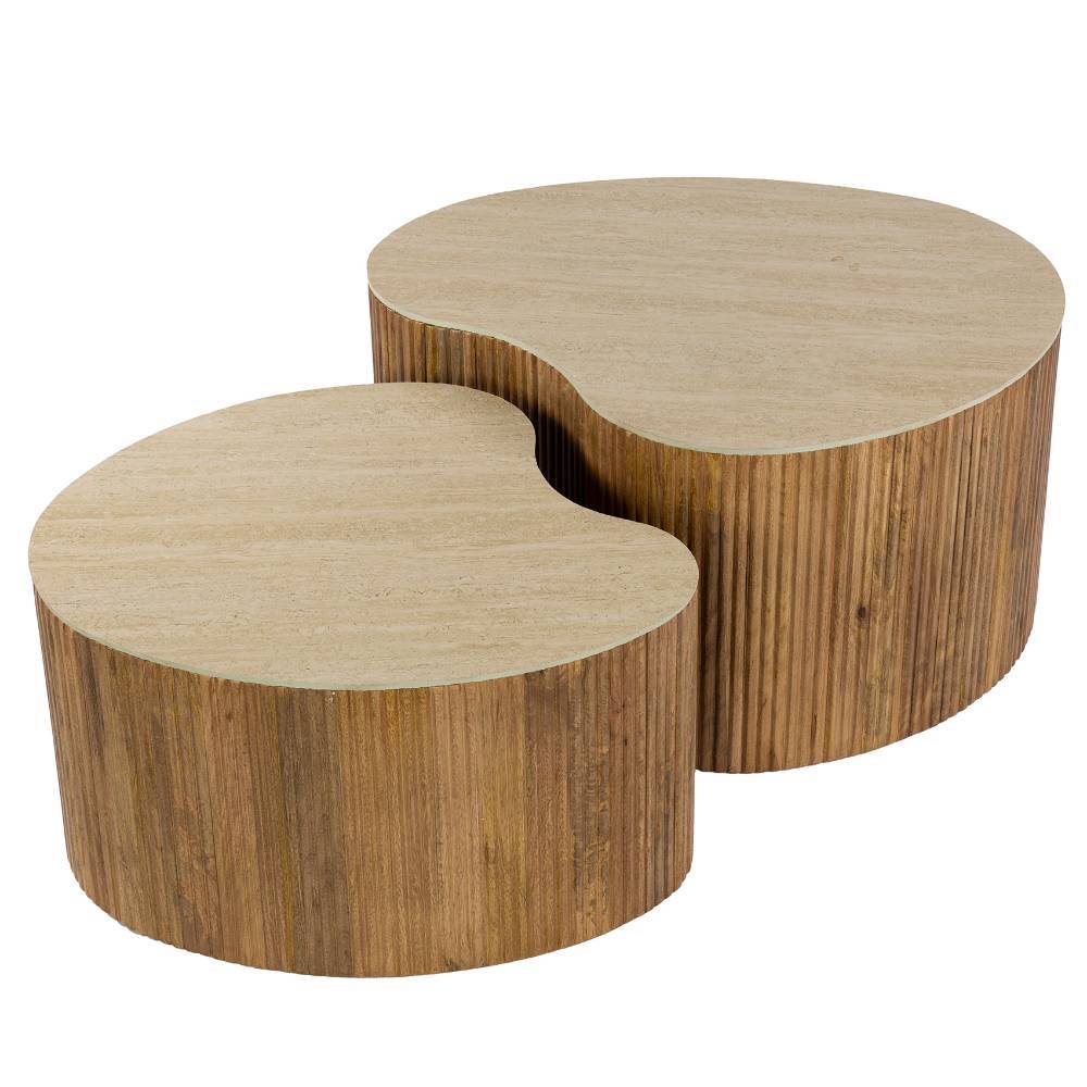 Couchtisch Duo in Travertin Optik - Cervasius (zweiteilig)