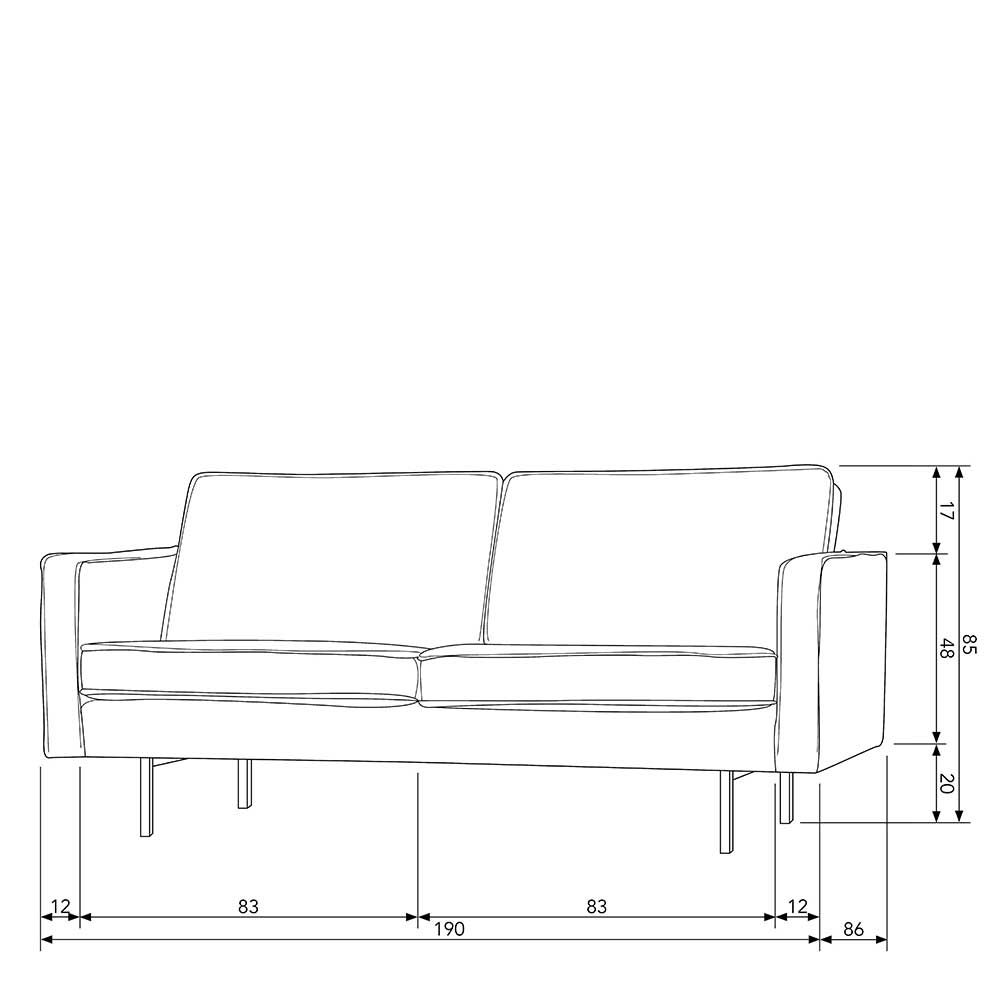 2-Sitzer Samtcouch mit Armlehnen - Saguan I