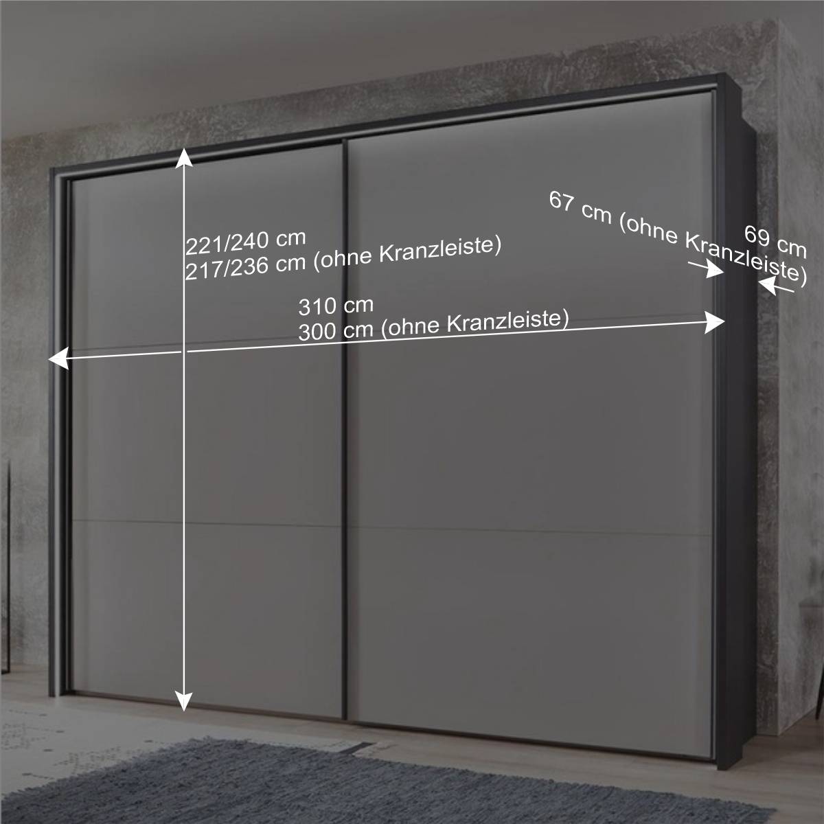 2-türiger Kleiderschrank mit Schwebetüren - Dandy