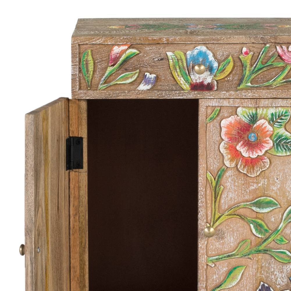 Massivholz Vertiko mit Blumen Dekor - Trinity