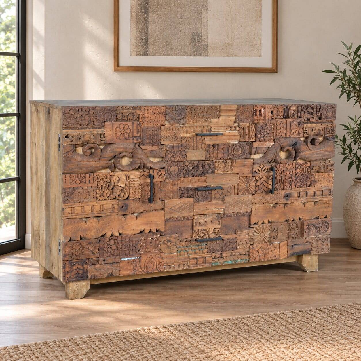 Design-Sideboard aus Mangobaum Massivholz - Deconda