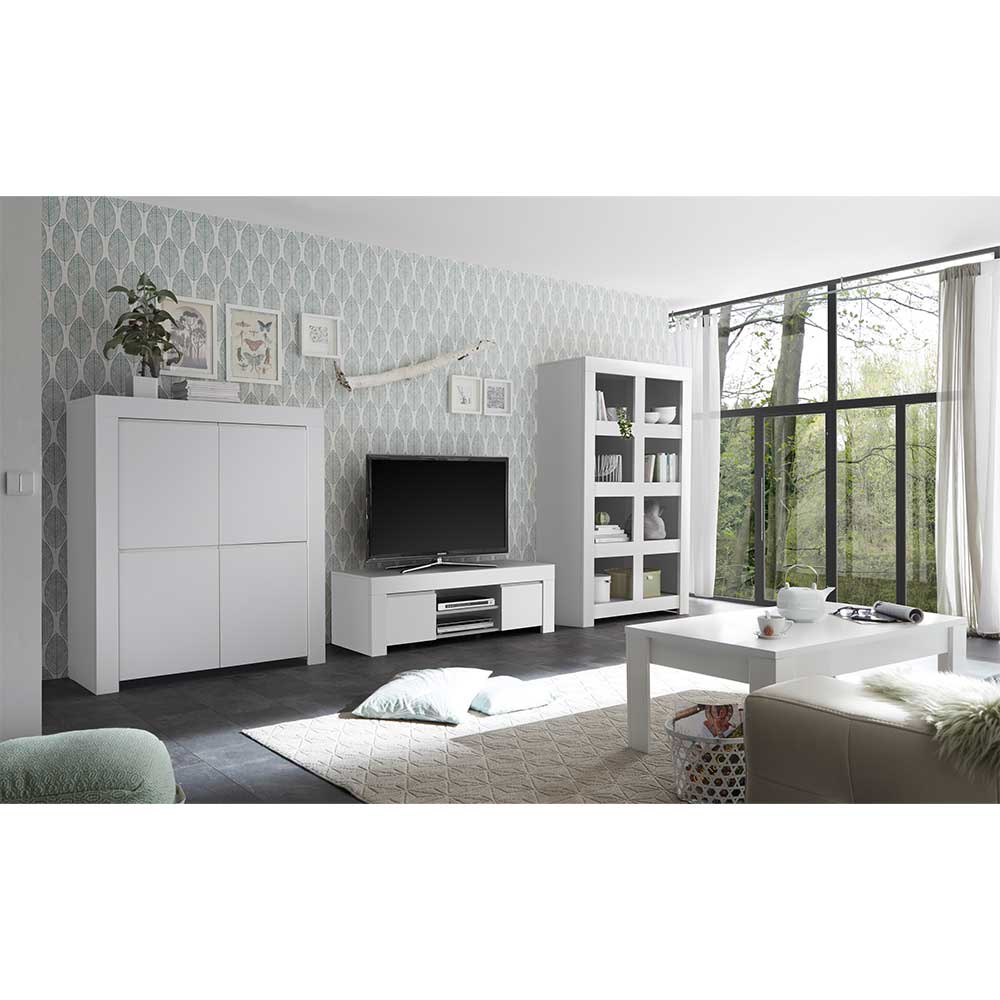 Set Wohnzimmer-Möbel in Weiß lackiert - Mikes (vierteilig)