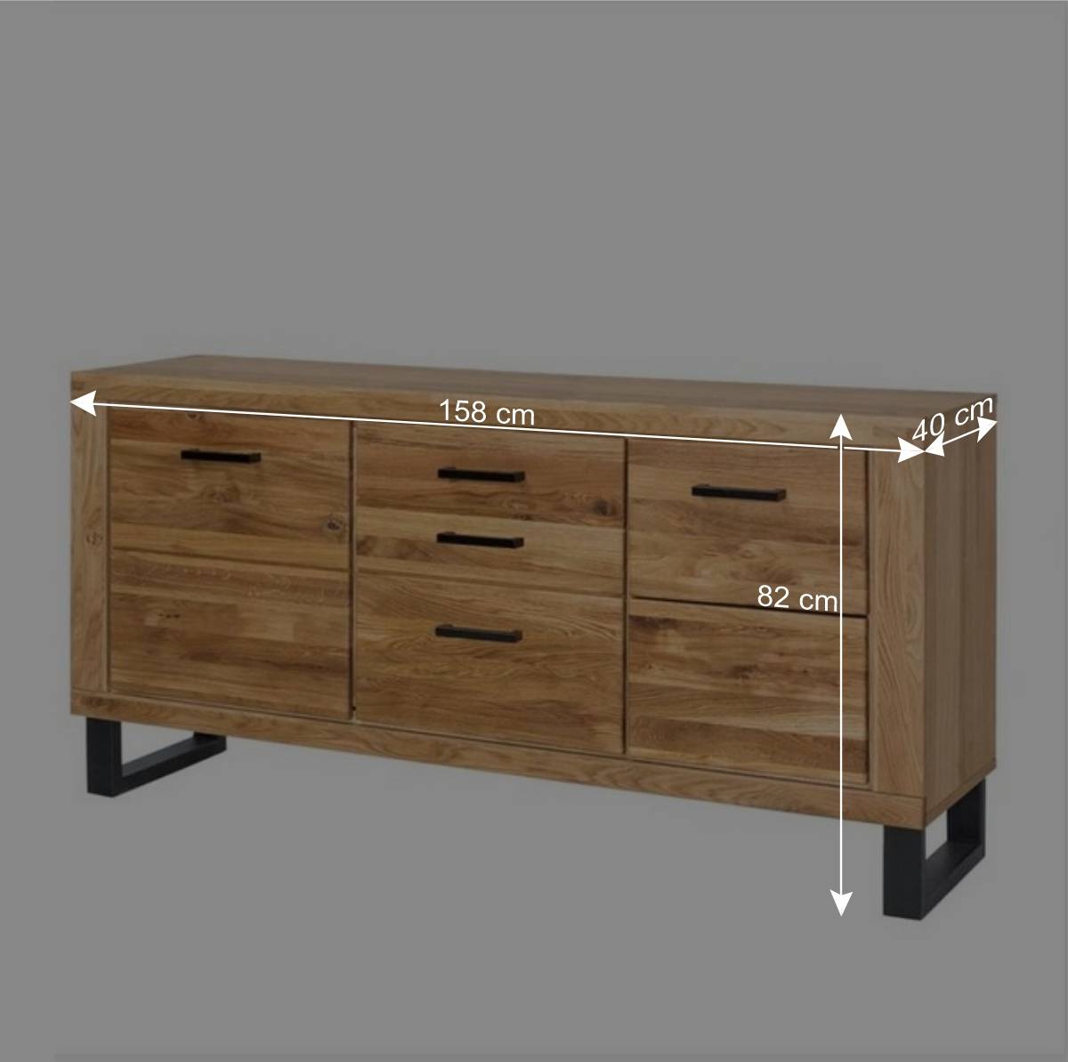 158cm Design Sideboard in Wildeiche teilmassiv - Arello