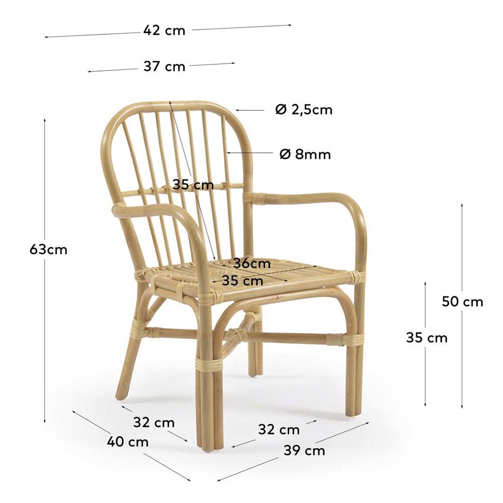 Rattan Kinderstühle mit 35 cm Sitzhöhe - Cigembas (2er Set)