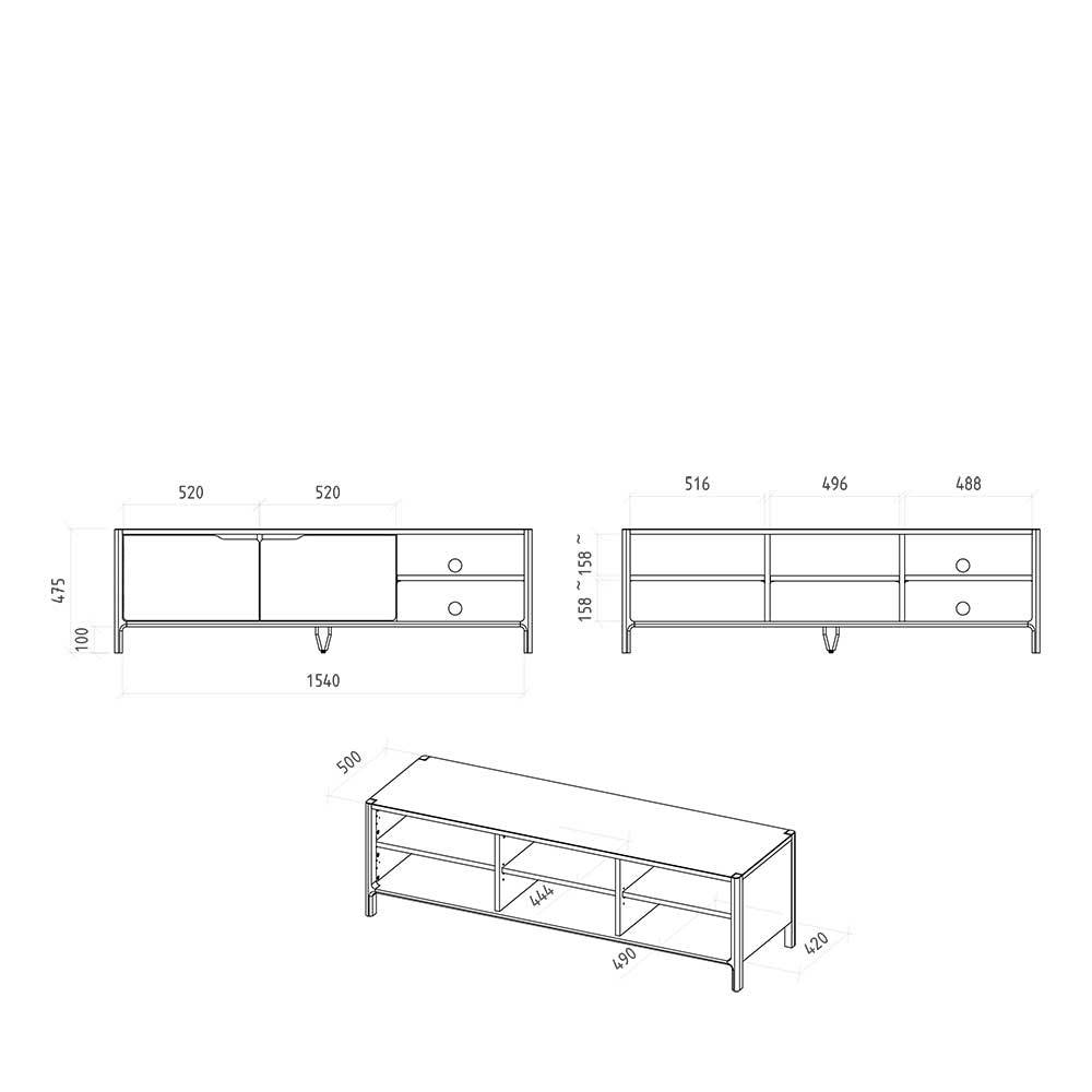160 cm TV Unterschrank mit zwei Türen - Laida
