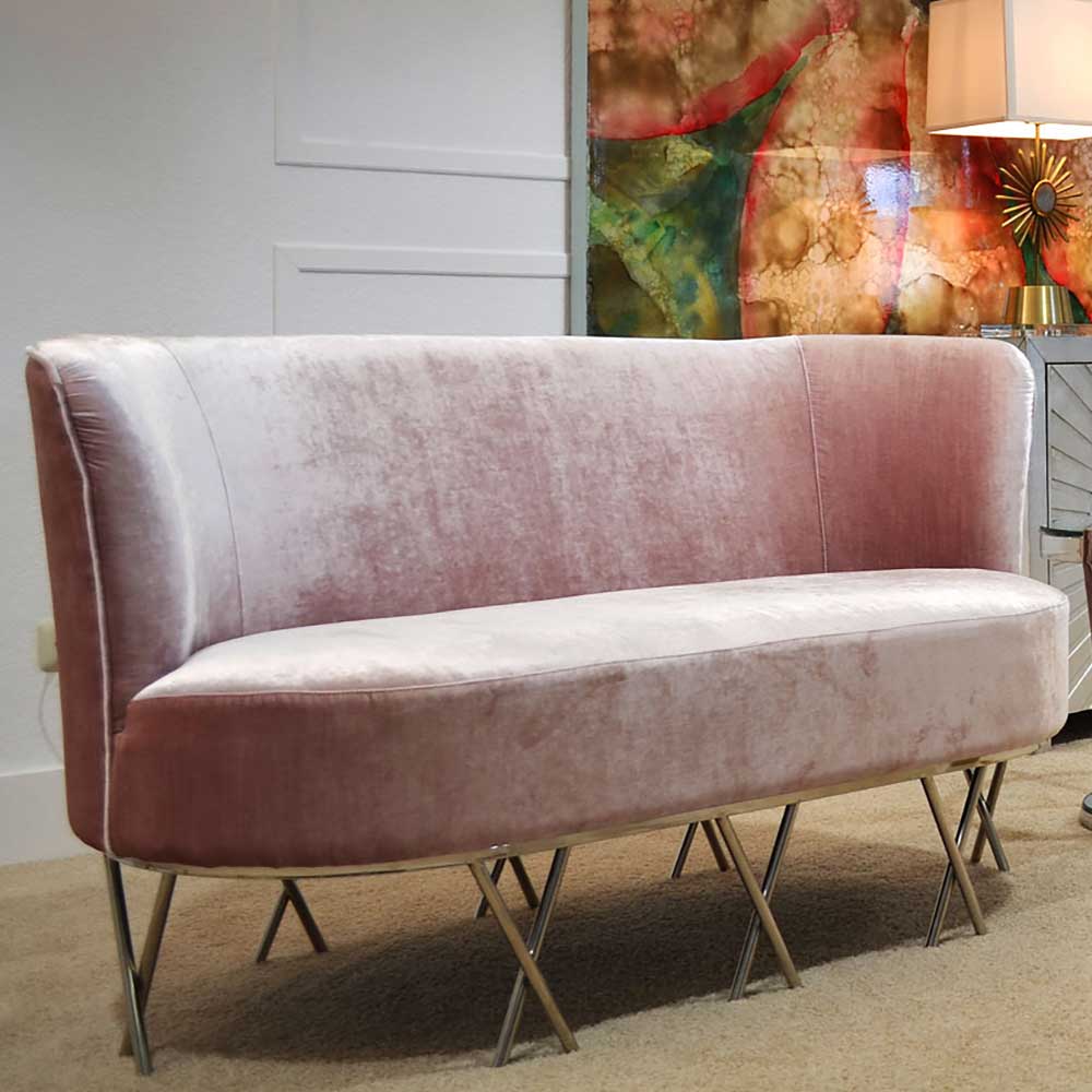 Design Sofa mit Edelstahl Gestell in Chrom - Santobal