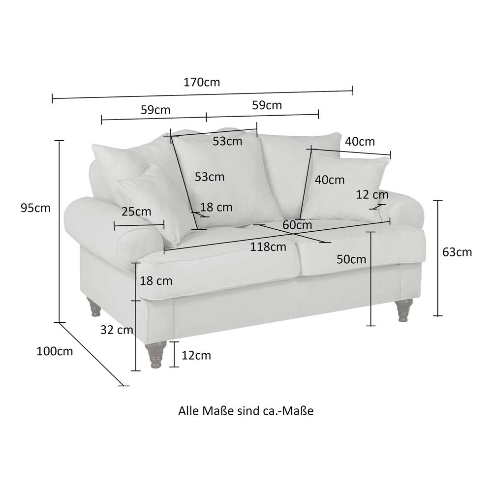 Zweisitzer Sofa in Beige & Dunkelbraun - Merandes