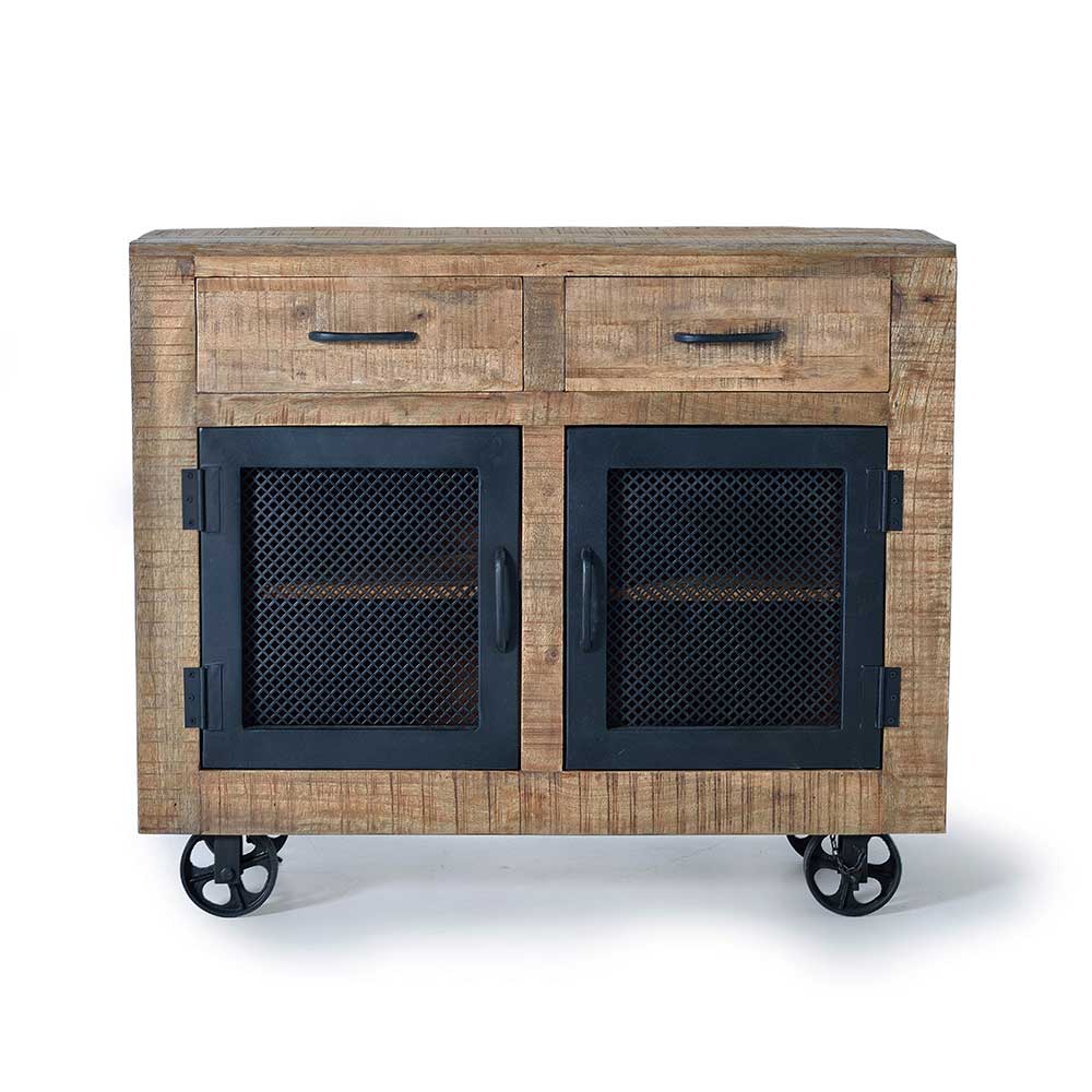 Industrial Kombi-Kommode auf Metall-Rädern - Thiano