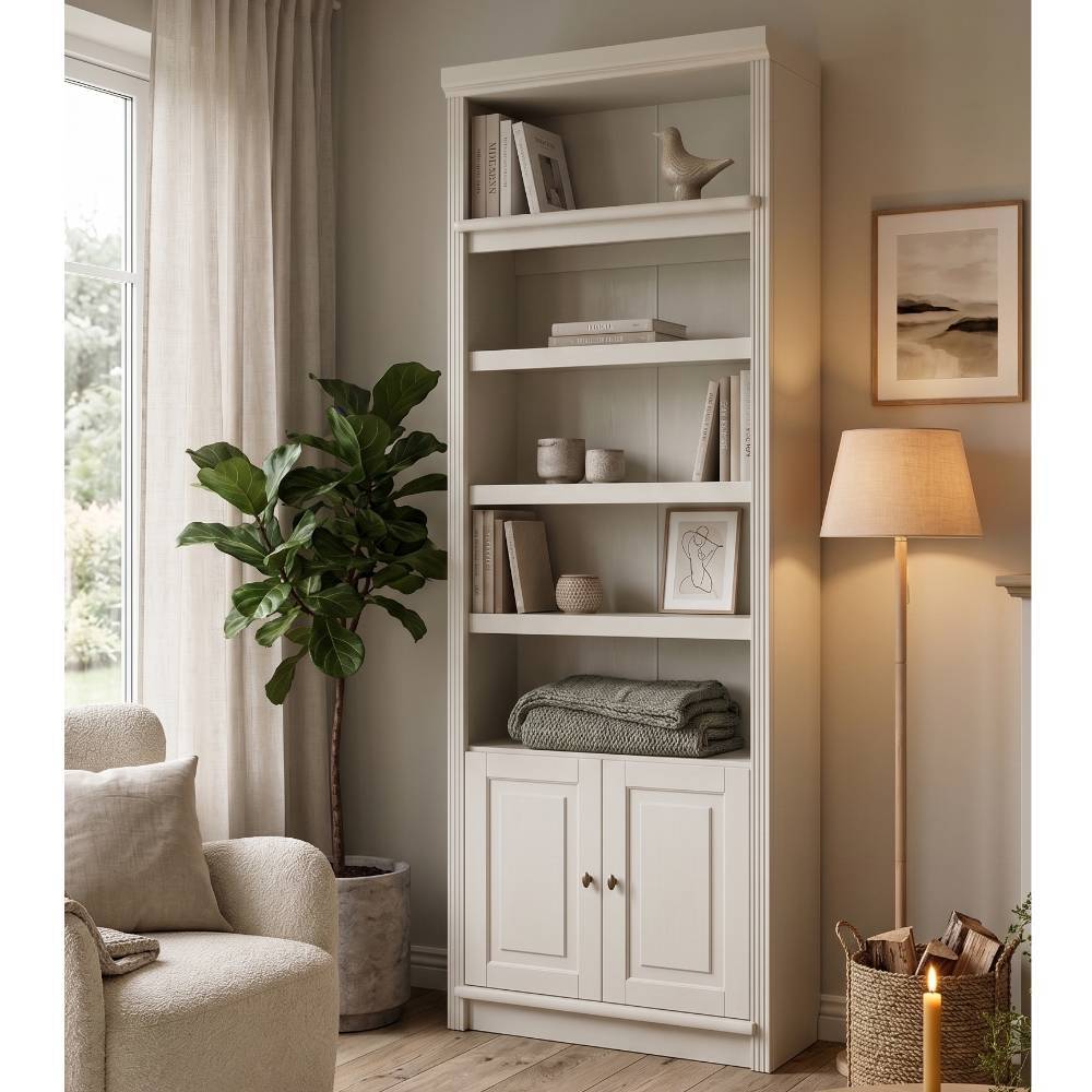 Landhaus-Chic Bücherregal in Cremeweiß - Timos