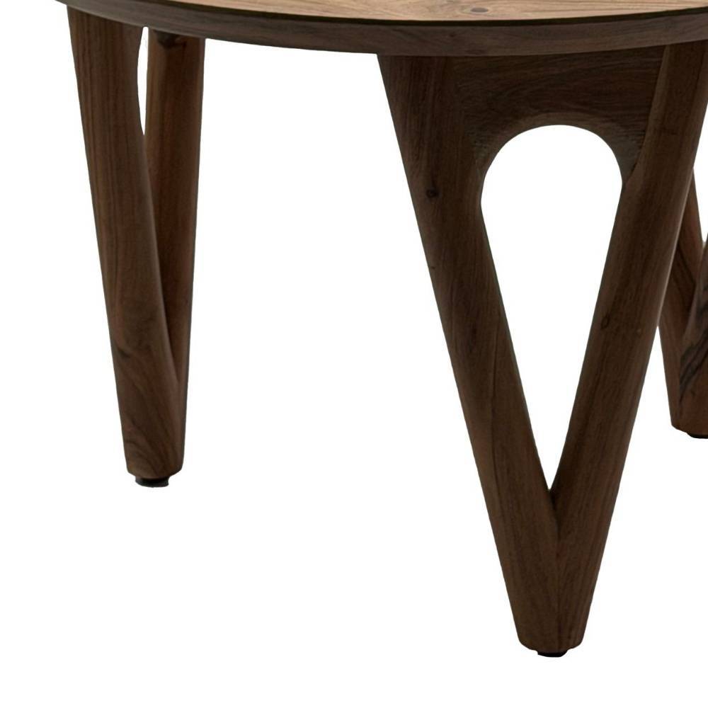 Geschwungene Tischbeine des Sofatisches aus Akazie Massivholz mit modernem Design – Spika
