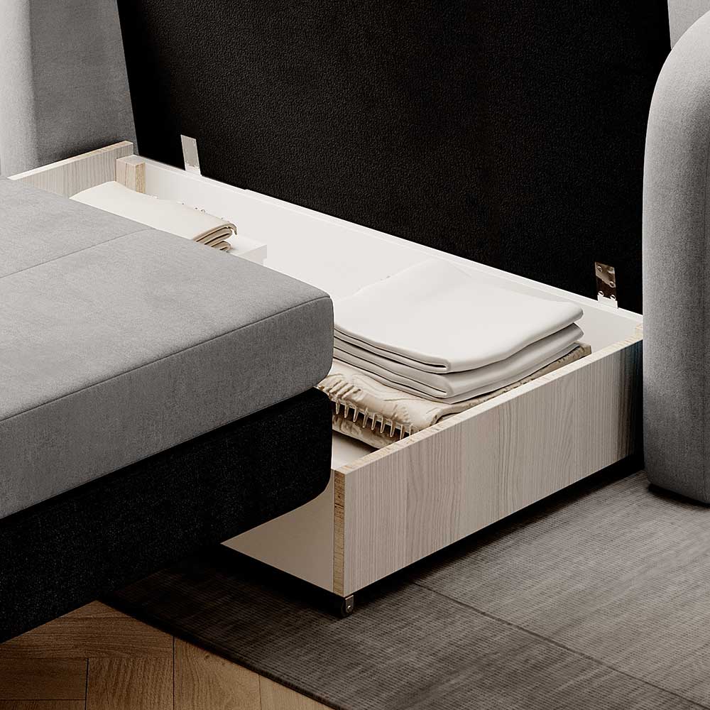 Velours-Schlafsofa in Hellgrau und Dunkelgrau - Praki