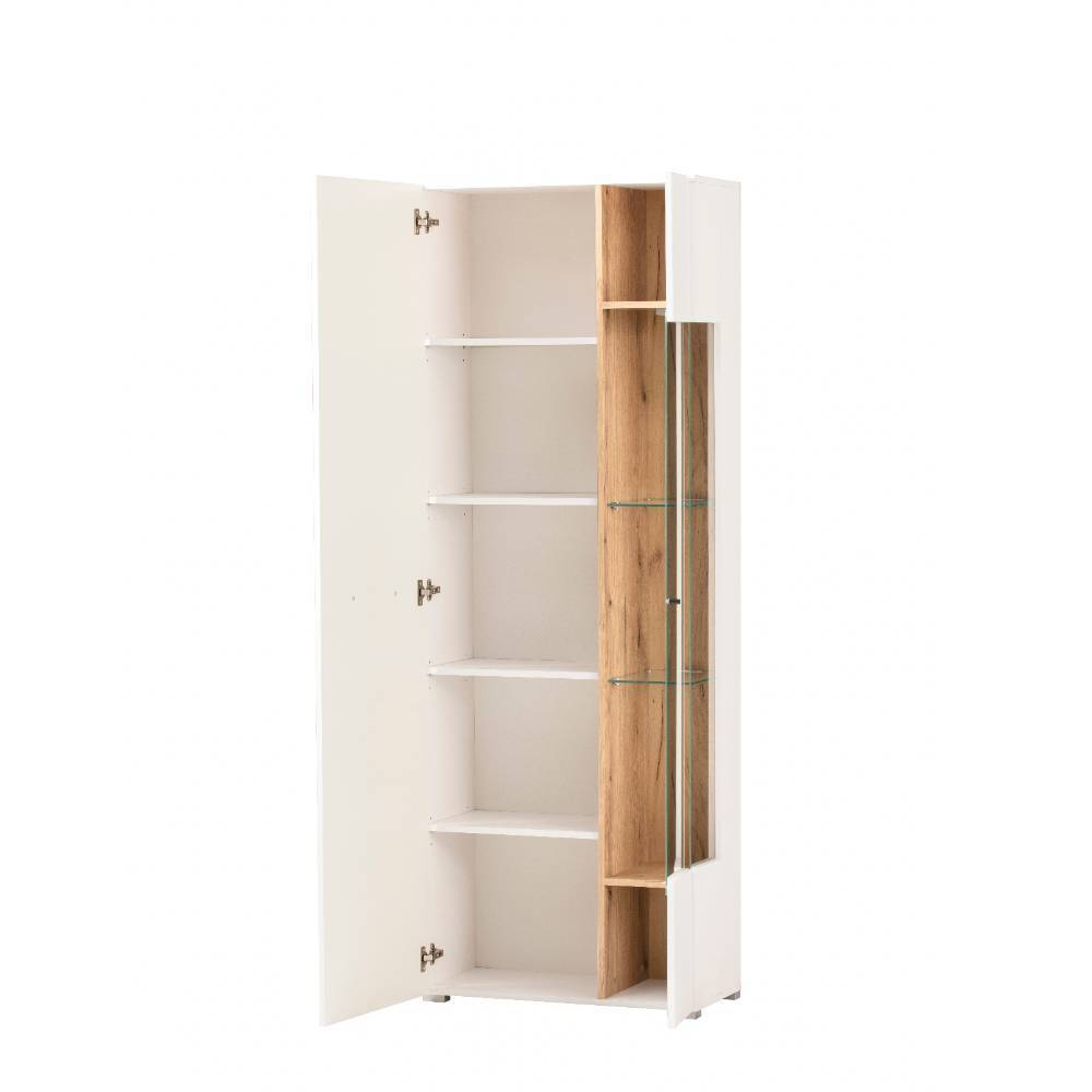 Vitrine in Weiß mit Eiche - Acke