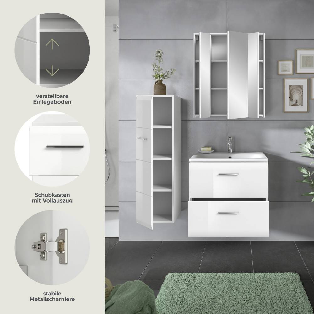 Verstellbare Einlegeböden, Schubkästen mit Vollauszug und stabile Metallscharniere – Clona
