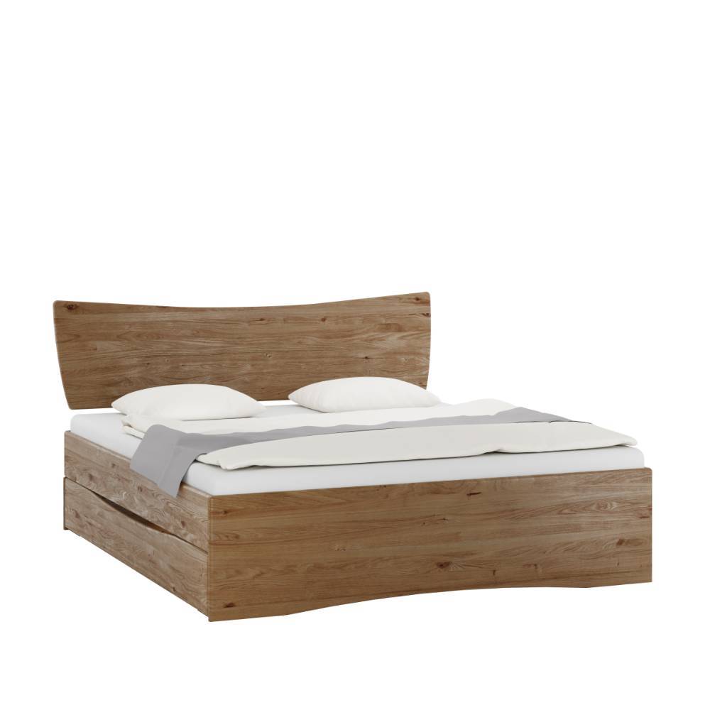 Stauraumbett aus Wildeiche Massivholz - Plural