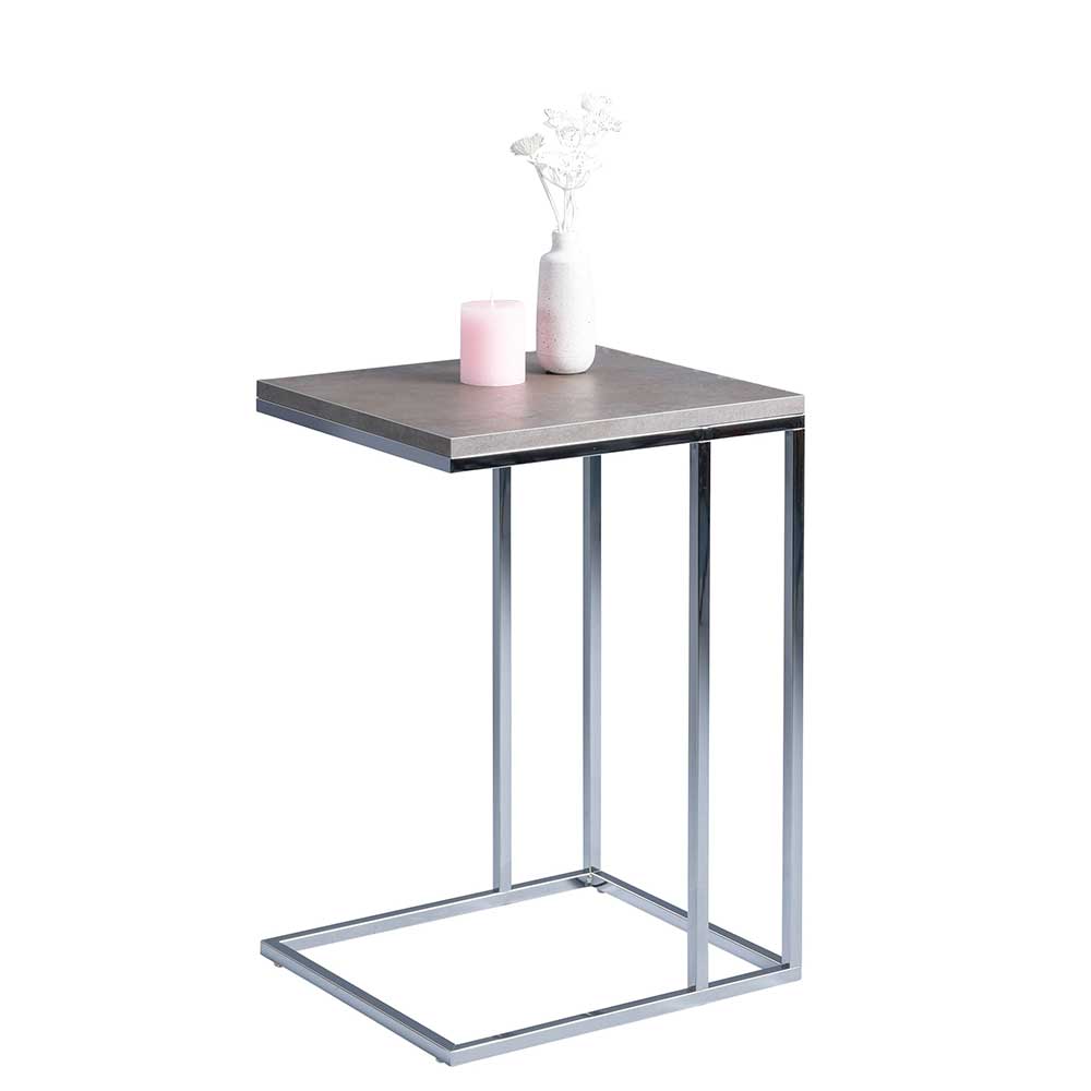 Loft Design Tischchen in Hellgrau & Chrom - Patros