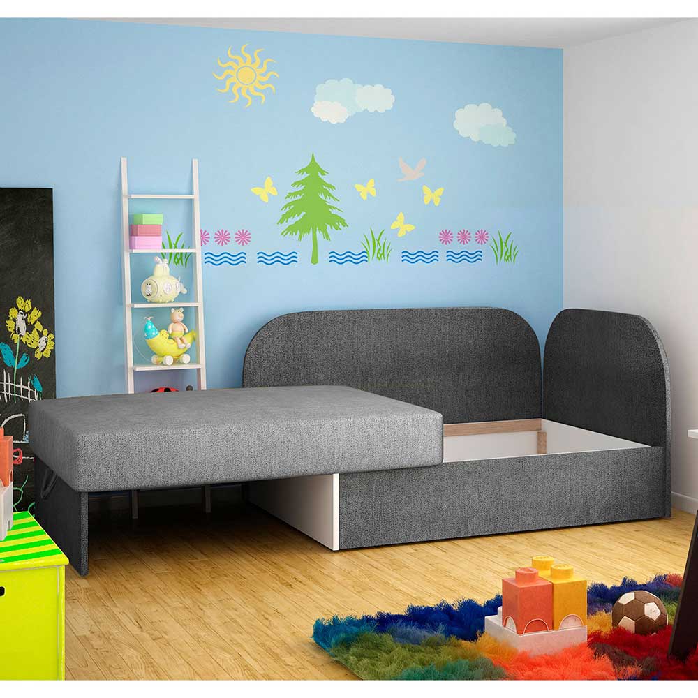 Einsitzer Bettsofa in Hellgrau und Grau - Montea