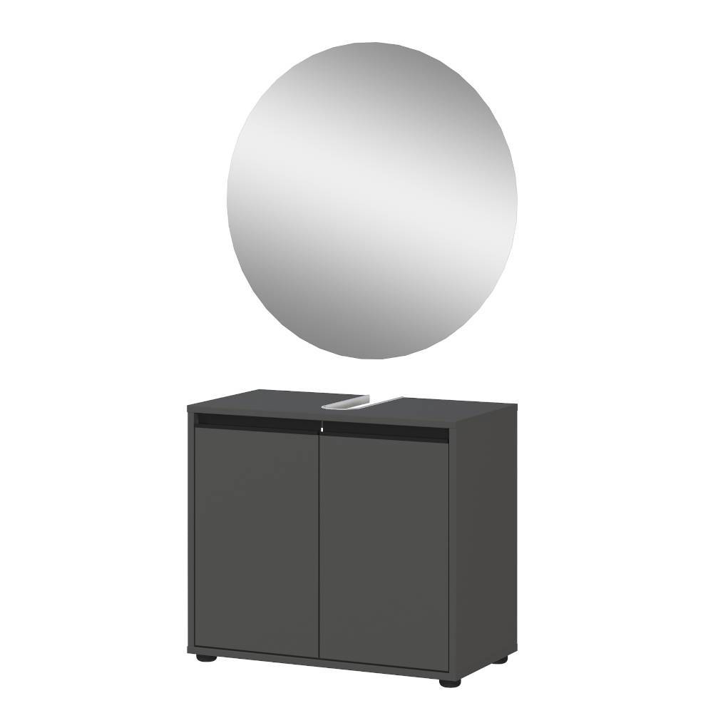 Beckenschrank und Rundspiegel Bad Set - Rufu (zweiteilig)