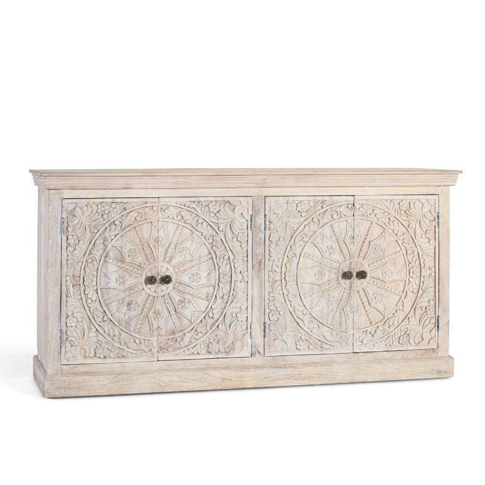 4-türiges Sideboard in Mangoholz Sandfarben - Ostinia