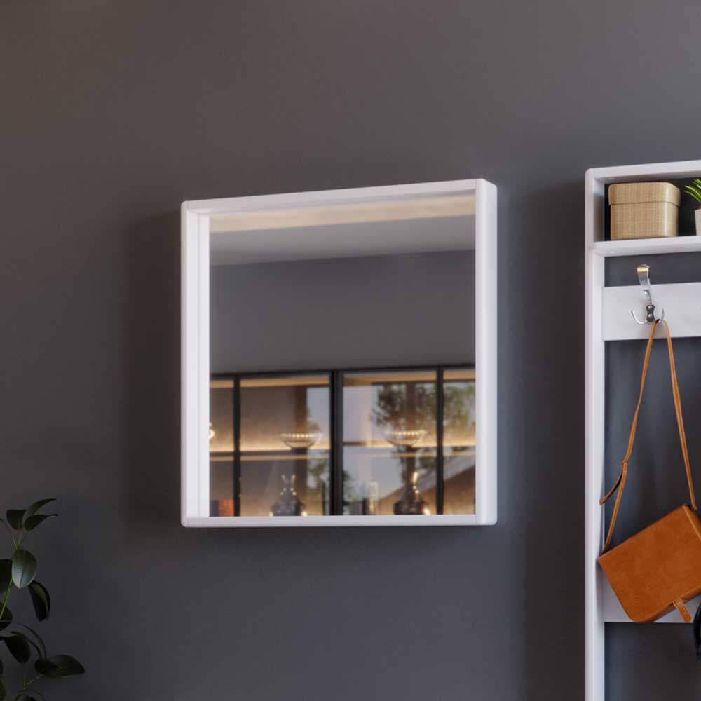 80x80 Quadratischer Spiegel mit weißem Rahmen aus Kiefer Massivholz -  Oranias