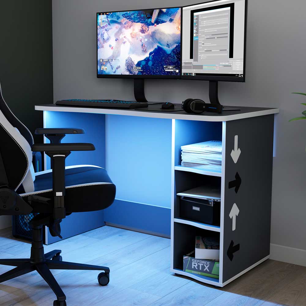 PC Schreibtisch in Anthrazit mit Weiß - Venatio