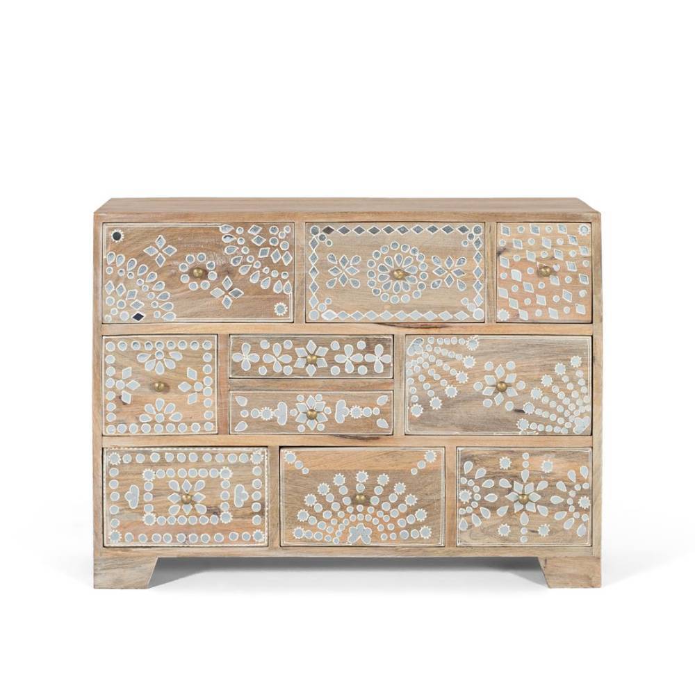 Holz Kommode mit weißen Motiven - Flyrelia