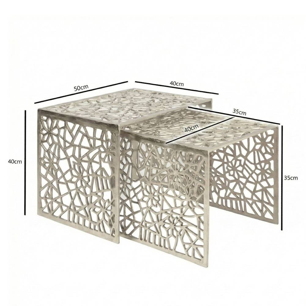 Design-Sofatisch Duo in Silberfarben mit allen Maßen und Abmessungen \u2013 Viamo