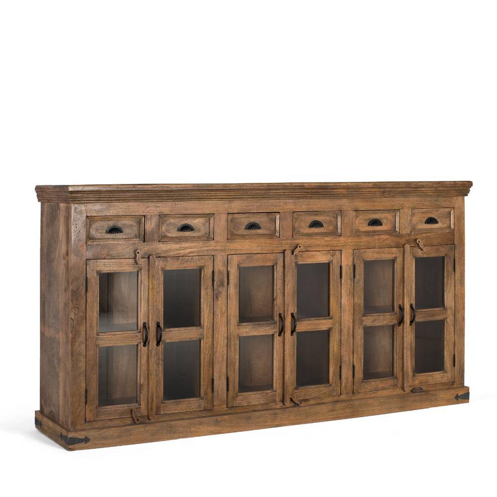 Sideboard Vitrine aus Mangobaum Massivholz - Jayma