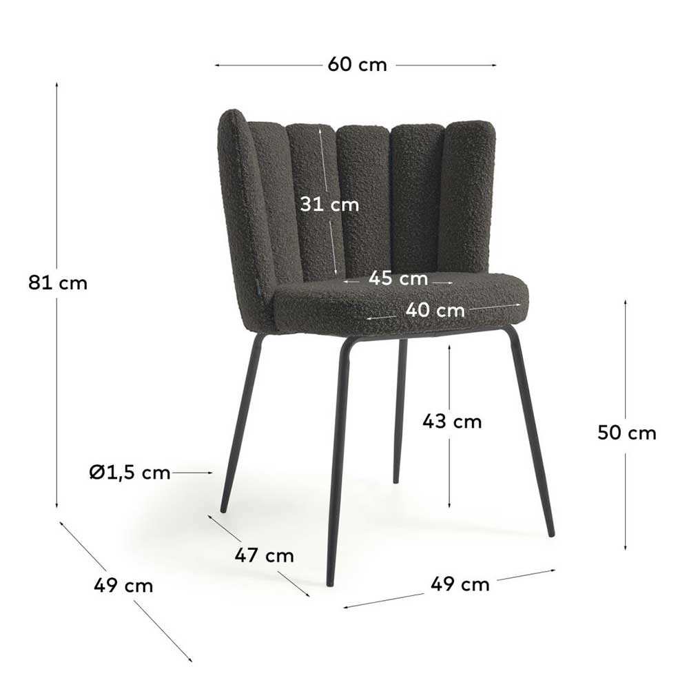 Strukturstoff Designstühle in Schwarz - Vahidamo (2er Set)