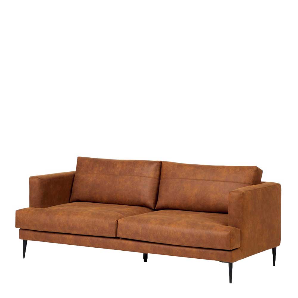 Microfaser Sofa in Cognac Braun - Monterry
