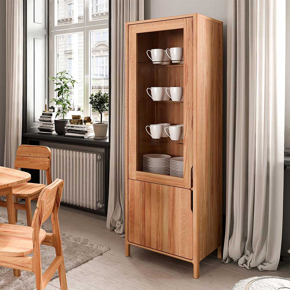 Kernbuche Vitrine in modern-elegantem Look - Lana