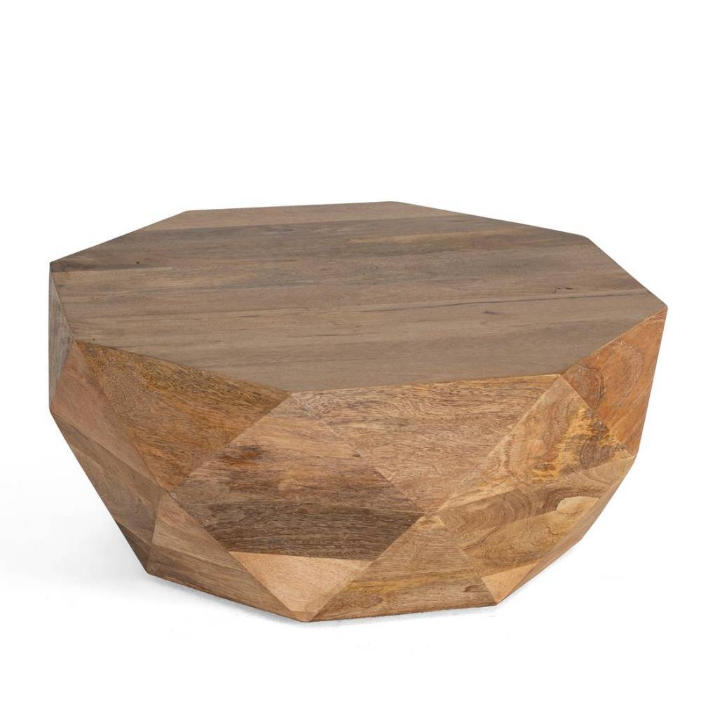 Massivholz Couchtisch in polygonem Design - Trokey