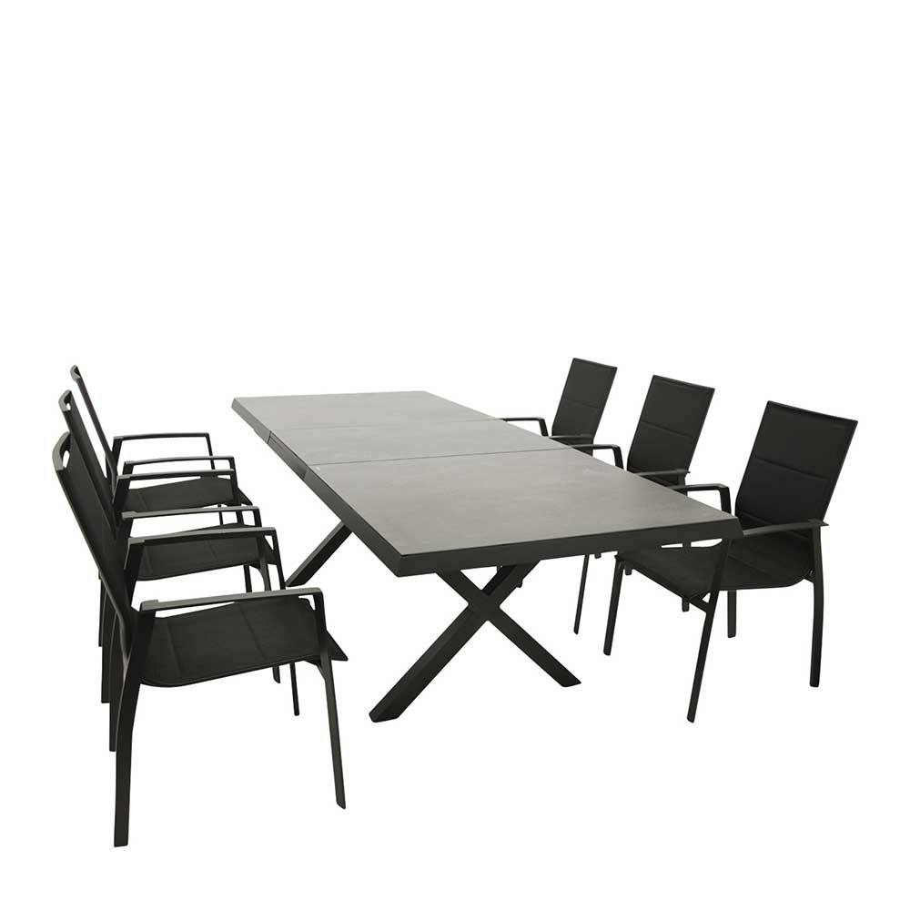 Gartentisch und Armlehnenstühle Set - Trango (siebenteilig)