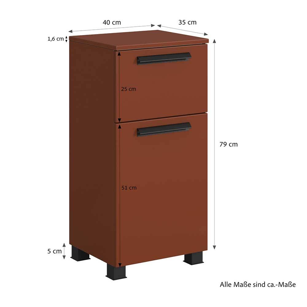 Roter Badschrank mit Maßen und Abmessungen für die Planung – Exeler