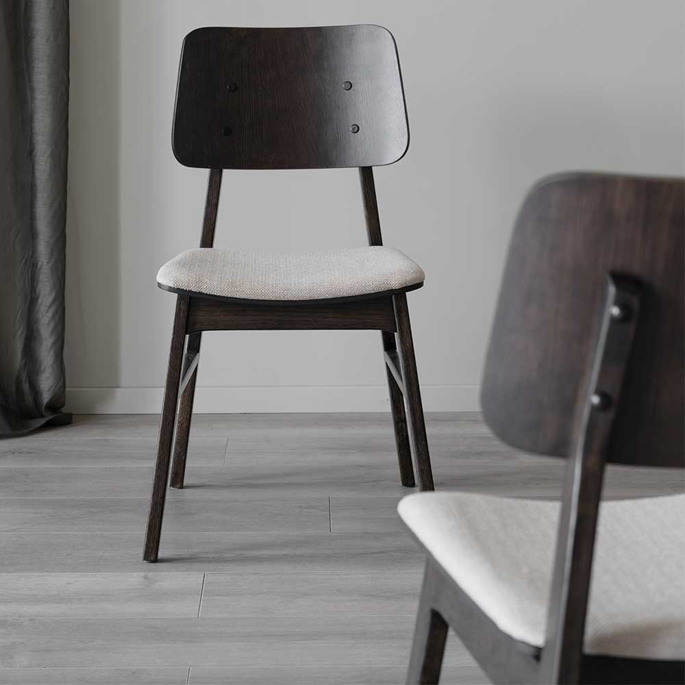 Holzstühle in Dunkelbraun & Beige - Viladeo (2er Set)
