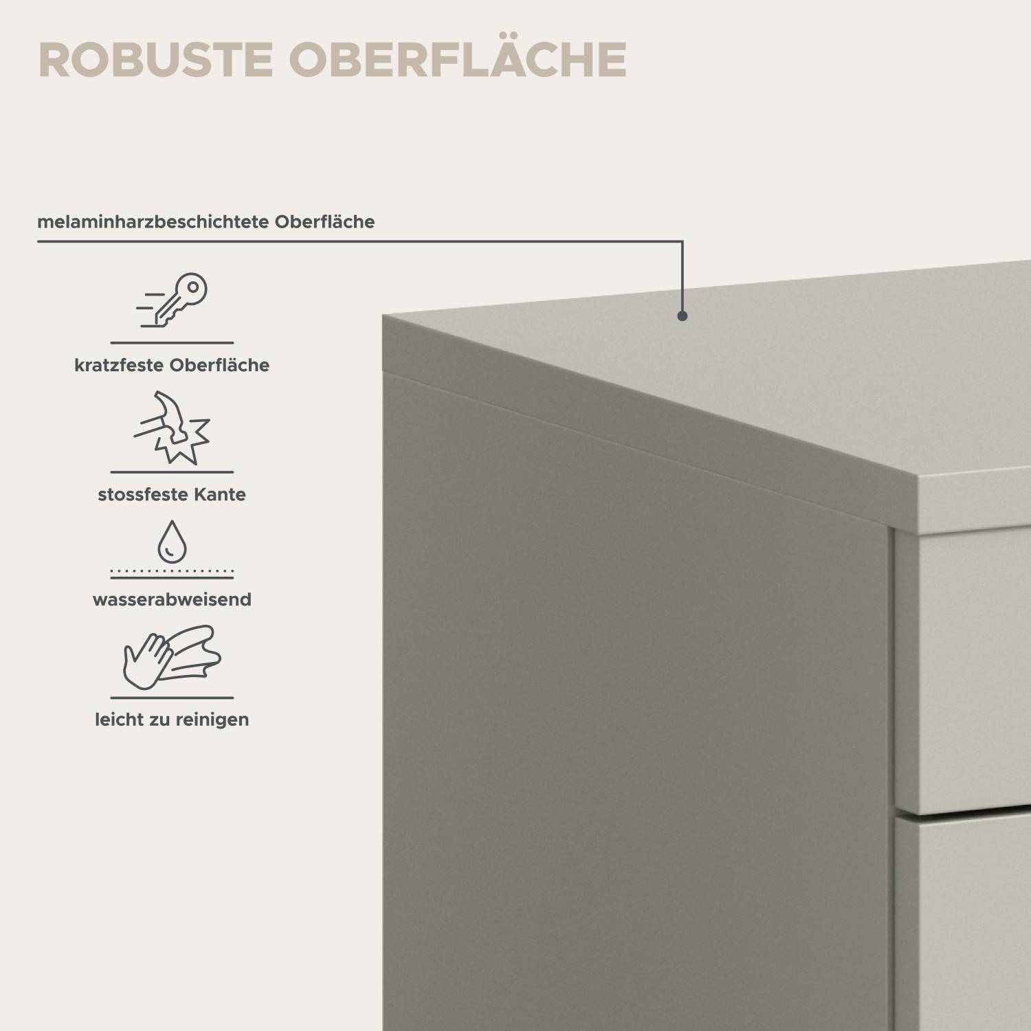 Robuste, kratzfeste und wasserabweisende Oberfläche der Flurbank, leicht zu reinigen – Elvadia