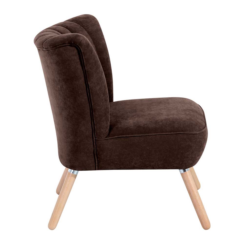 Velours Polstersessel in Braun - Darius
