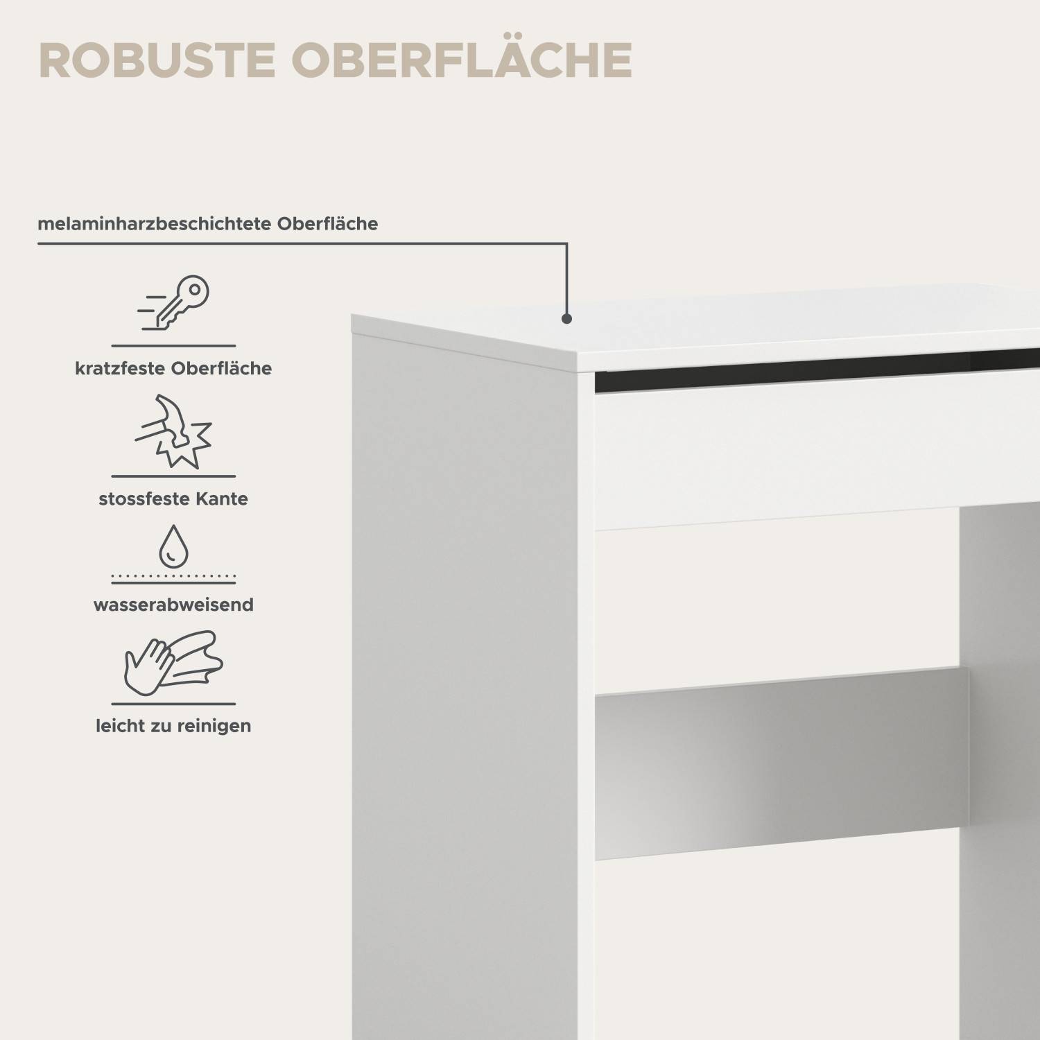 Robuste, kratzfeste und wasserabweisende Melaminharz Oberfläche des Frisiertisches – Licasia