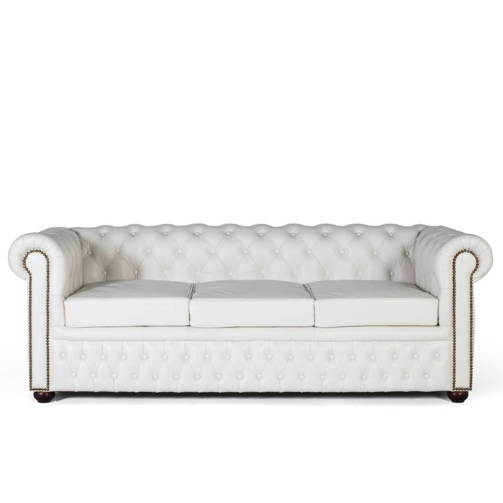 Chesterfield Ledersofa in Weiß - Pavias