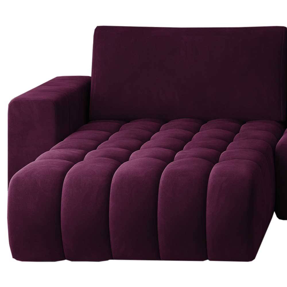 Samt U-Couch in Dunkelrot - Viersitzer - Lakes