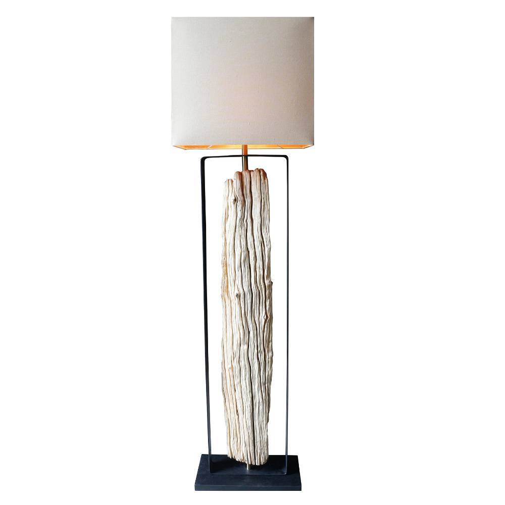 Stehlampe in Weiß Beige Schwarz - Auray