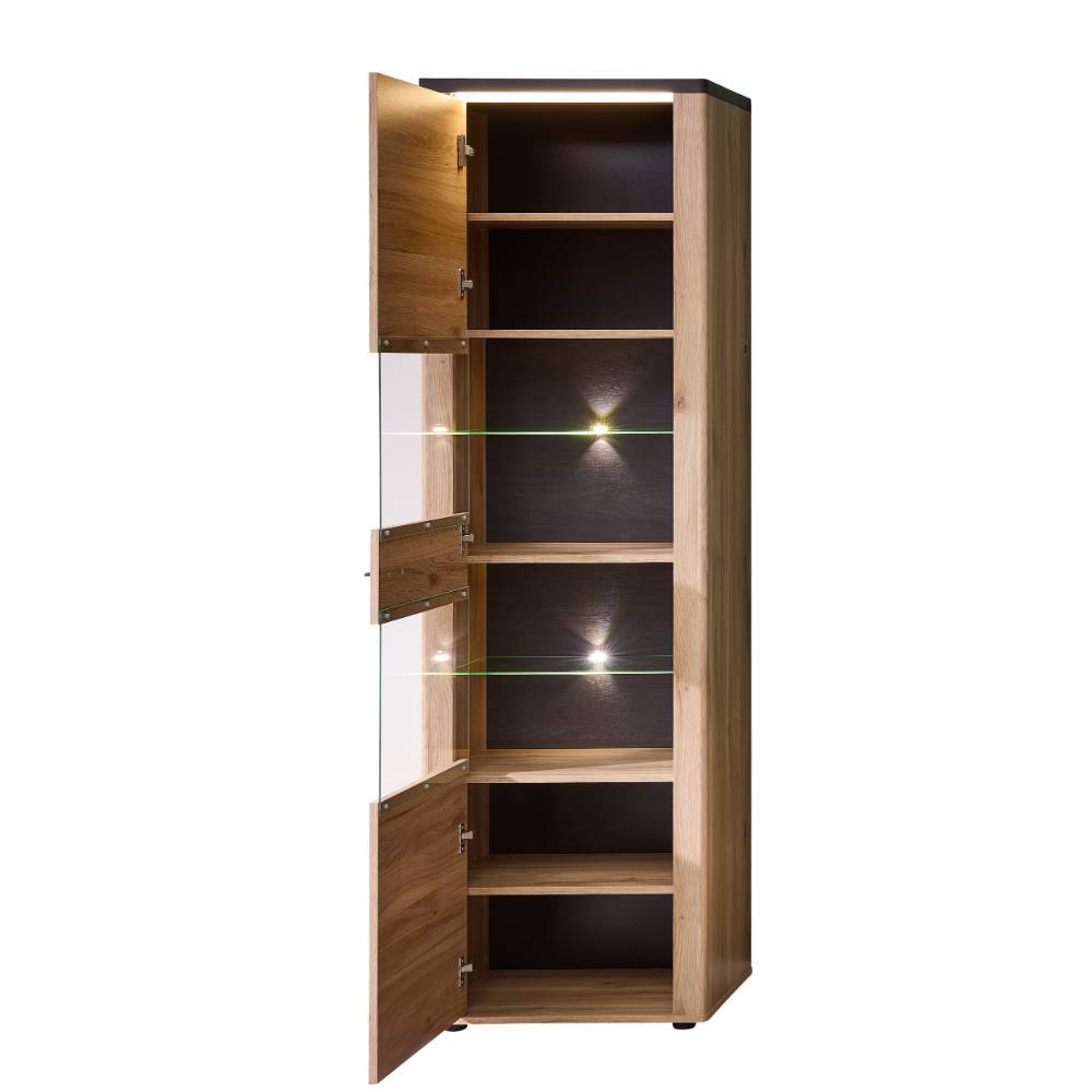Beleuchtete Vitrine in Eiche Holzdekor - Zorro