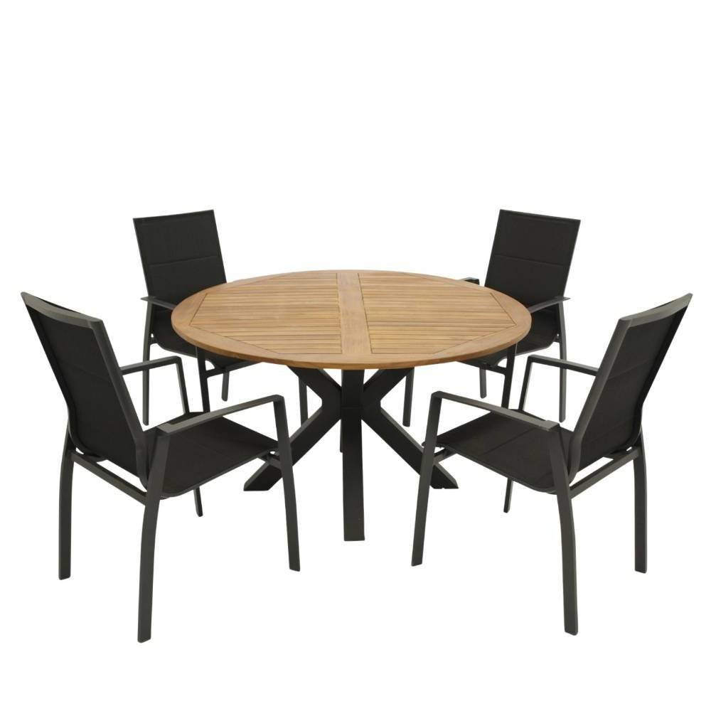 Garten Essgruppe mit rundem Tisch - Jily (fünfteilig)