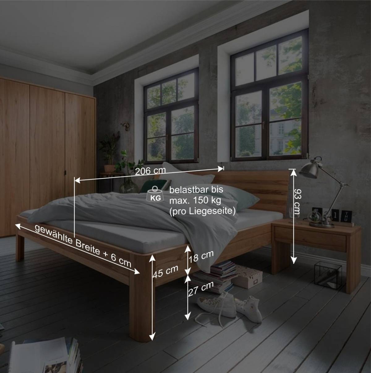 Massivholz Schlafzimmer komplett - Izmaldon (vierteilig)