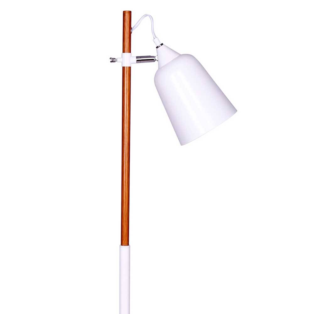 Stehlampe in Weiß Metall & Natur Holz - Vrando