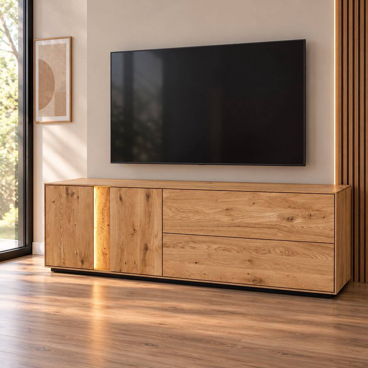 Massiver TV Unterschrank mit LED Licht - Cocondar