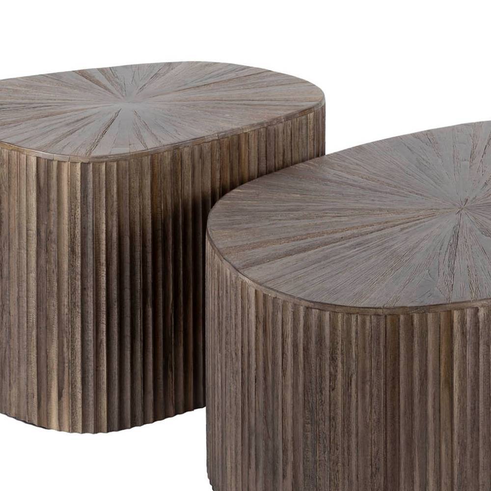 Wohnzimmertisch-Duo aus dunkelbraunem Teak - Acacios (zweiteilig)