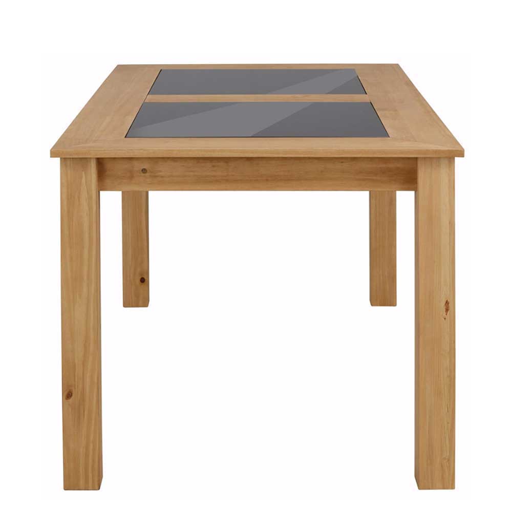 Ausgefallener Esstisch aus Holz mit Glas - Finnja